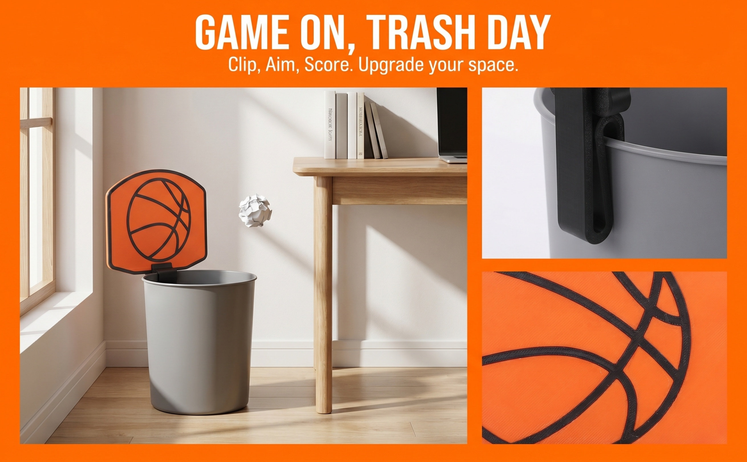 Basketball Hoop - Basketball Trash Can Hoop Clip on